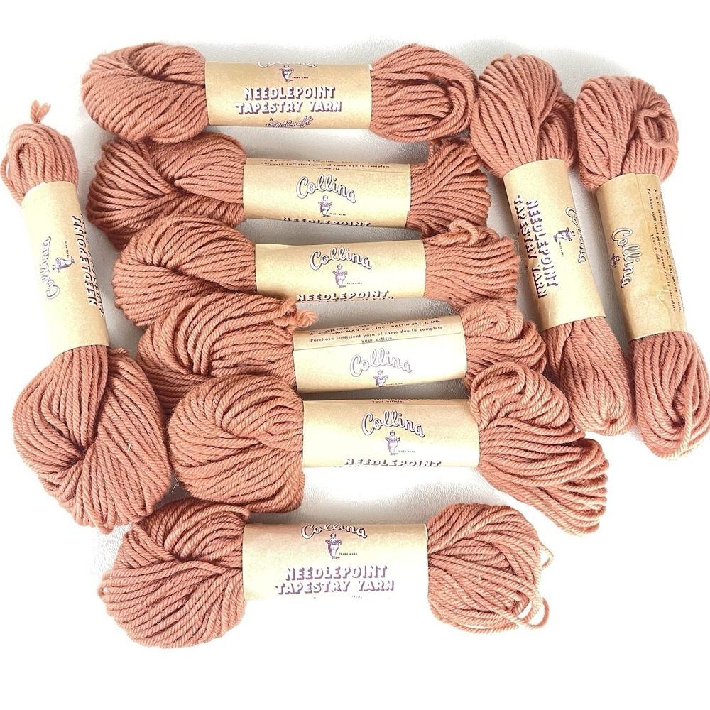 VTG Collina Yarn Virgin Wool 9 Hanks Dusty Rose #521 lot 50 Tapestry Needlepoint